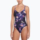 Nike Floral Blur V-nyakú női egyrészes fürdőruha fekete