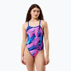 Női egyrészes fürdőruha Speedo FL Printed Turnback brushy glitch/hope