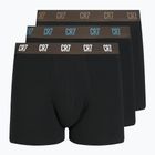 Férfi boxeralsó CR7 Basic Trunk 3 darab black/brown