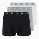 Férfi CR7 Basic Trunk boxeralsó 3 pár fehér/ szürkésnarancs/ fekete