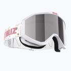 Gyerek síszemüveg Bliz Liner Jr white pink logo/pink&silver mirror