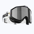 Gyerek síszemüveg Bliz Liner Jr black white logo/brown&silver mirror