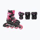 Gyerek görkorcsolya védőfelszereléssel Rollerblade Microblade Combo Jr black/pink