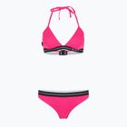 Női kétrészes fürdőruha EA7 Emporio Armani Logo Tape Bikini Triangle neon rózsaszín
