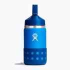 Hydro Flask széles szájú, szalmaszíves fedél és bakancs 355 ml-es palack kék W12BSWBB445