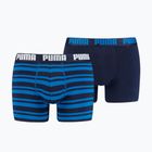 Férfi boxeralsó PUMA Heritage Stripe 2db blue