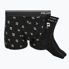 Férfi boxeralsó + zokni szett KARL LAGERFELD Ikon Trunk aop karl dot black