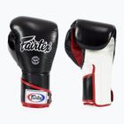 Fairtex stílusos szögletes sparring boxkesztyű - Locked Thumb fekete/fehér/piros