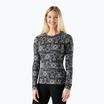 Női Smartwool Merino 250 Baselayer hosszú ujjú termikus póló, fekete dekoratív virágmintás, dobozos kivitelben