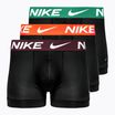 Nike Dri-Fit Essential férfi boxeralsó 3 pár fekete zöld/piros bíbor/burgundia