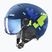 Gyerek sísisak UVEX Rocket Visor Jr blue puzzle matt/mirror blue/smoke