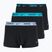 Férfi boxeralsó Nike Everyday Cotton Stretch Trunk 3 pár fekete világos kék/poros kaktusz/fekete derékpánt fekete derékrész