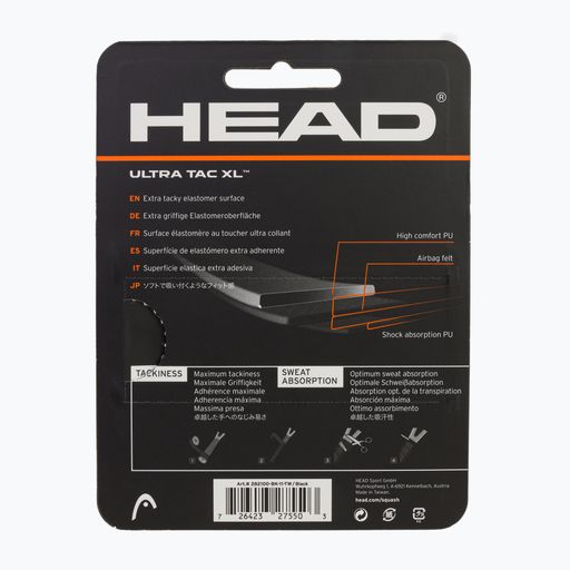 HEAD SQ UltraTac Xl Squash Wrap fekete 282100 2