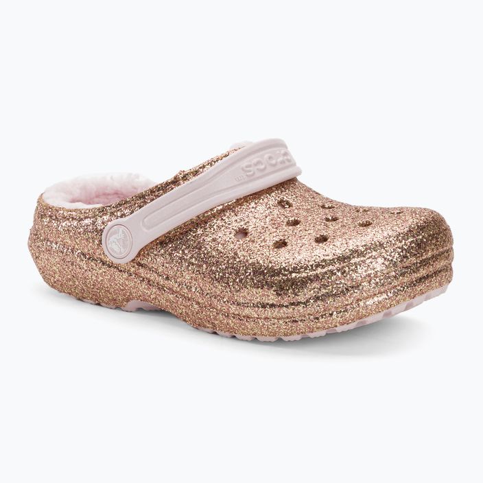 Crocs Classic Lined Glitter Clog arany/csekély rózsaszín gyermek flip-flopok
