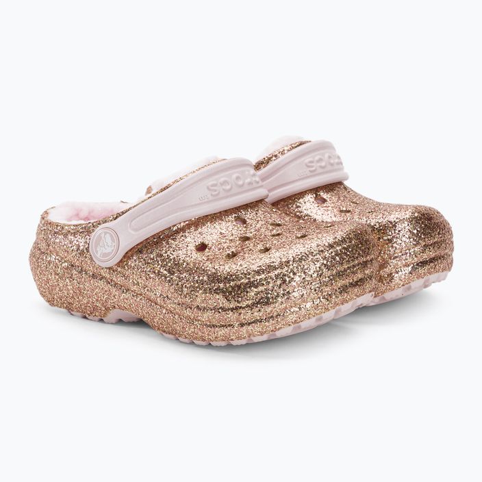 Crocs Classic Lined Glitter Clog arany/csekély rózsaszín gyermek flip-flopok 5