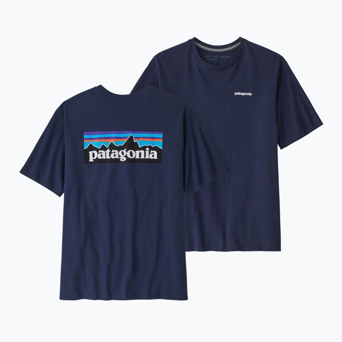Férfi Patagonia P-6 Logo Responsibili-Tee klasszikus tengerészkék trekking póló 4