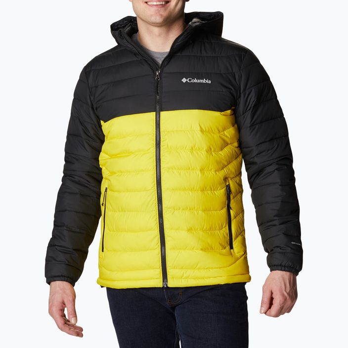 Columbia Powder Lite kapucnis férfi pehelypaplan kabát fekete/sárga 1693931 6
