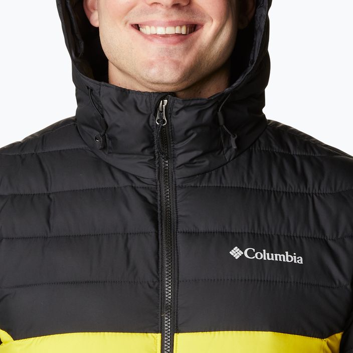 Columbia Powder Lite kapucnis férfi pehelypaplan kabát fekete/sárga 1693931 10