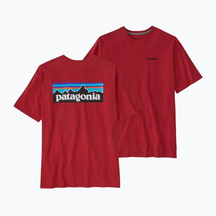 Férfi Patagonia P-6 Logo Responsibili-Tee trekking póló piros 3