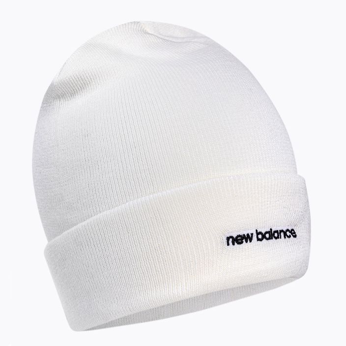 Női téli sapka New Balance Knit Cuffed Beanie hímzett fehér NBLAH13032WT