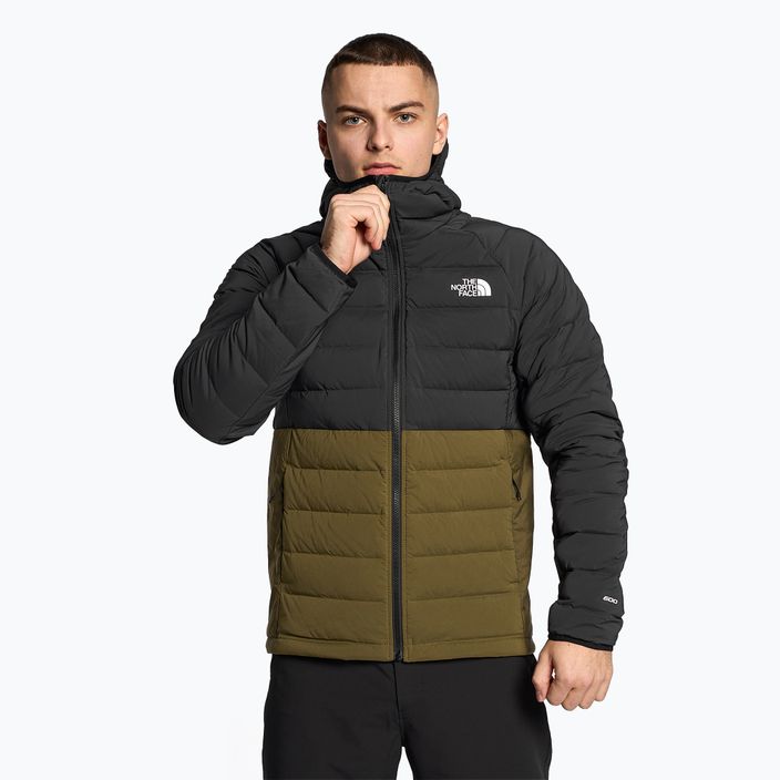 Férfi pehelypaplan The North Face Belleview Stretch Down Hoodie fekete-zöld NF0A7UJE4Q61