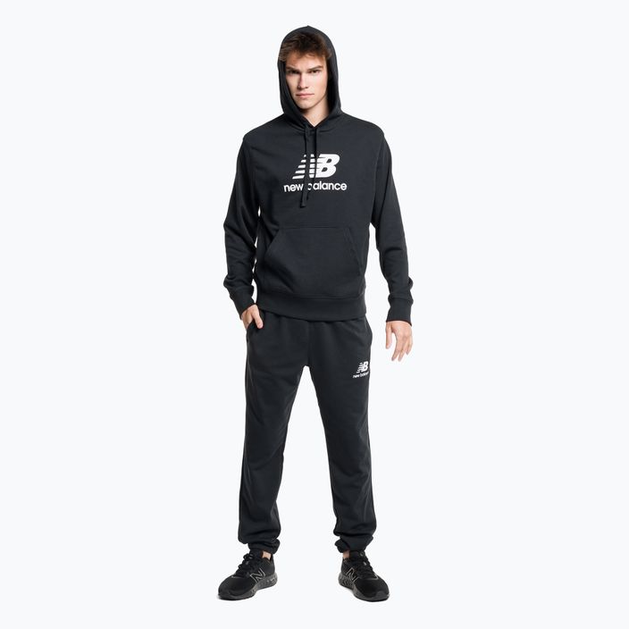 Férfi edző pulóver New Balance Essentials Stacked Logo French Terry kapucnis pulóver fekete MT31537BK 4