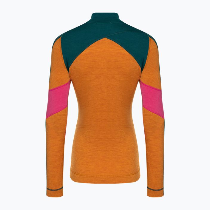 Női thermo hosszú ujjú Smartwool Merino Baselayer Colorblock 1/4 Zip Boxed marmalade 4