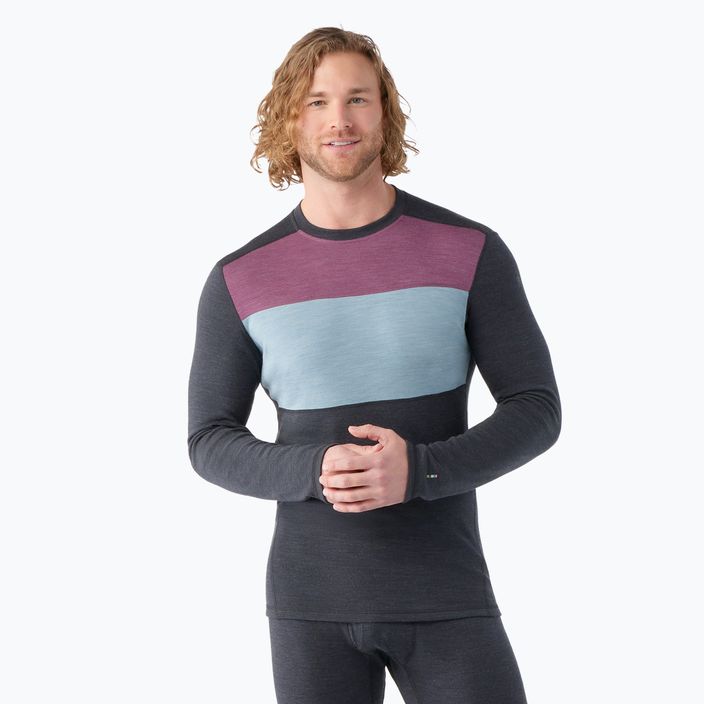 Férfi thermo hosszú ujjú Smartwool Thermal Merino Baselayer Colorblock Crew Boxed charcoal