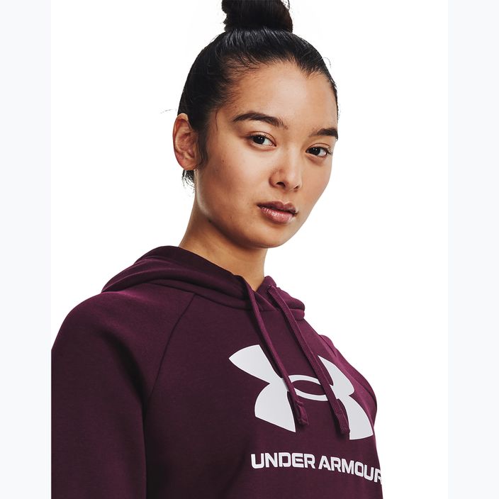 Under Armour női edzőpulóver Rival Fleece Big Logo sötét bordó/fehér 4