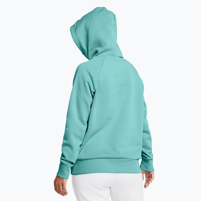 női pulóver Under Armour Rival Fleece Hoodie radial turquoise/white 2