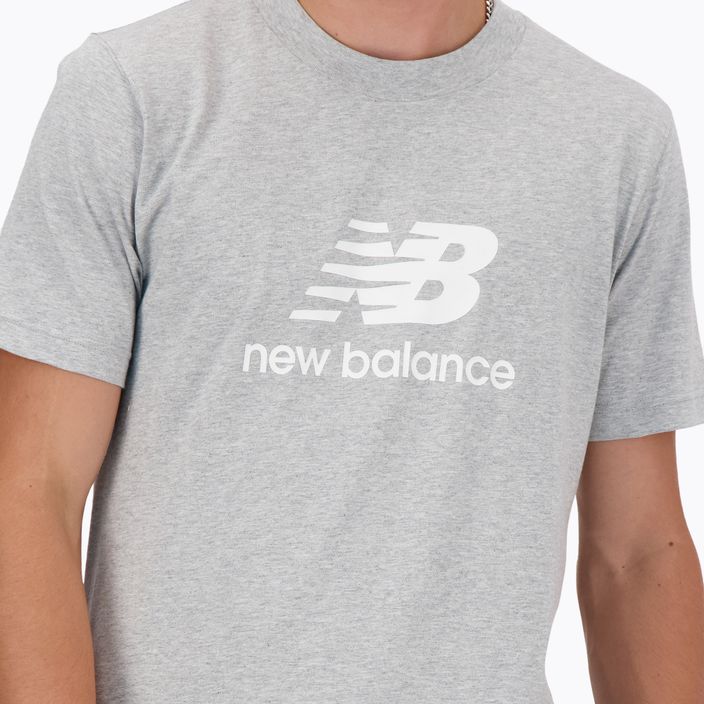 Férfi New Balance Stacked Logo atlétikai szürke póló 6