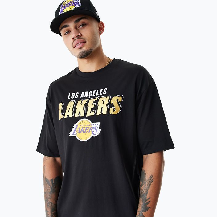 férfi póló New Era Team Script OS Tee Los Angeles Lakers black 3