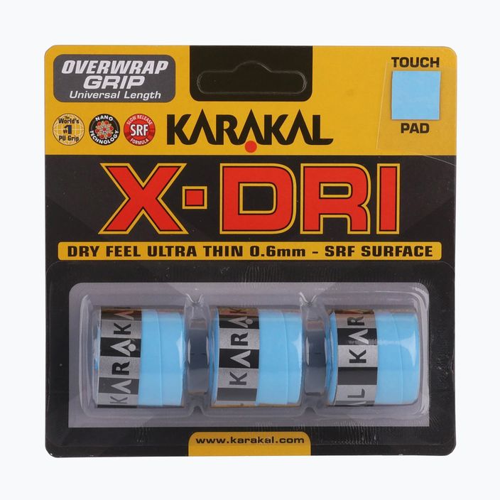 Squash ütőfólia Karakal X-Dri Grip 3 db kék.