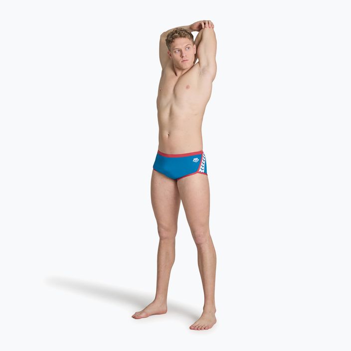 Férfi arena Icons Swim Alacsony derekú rövid egyszínű kék cosmo/astro piros úszó boxeralsó 4