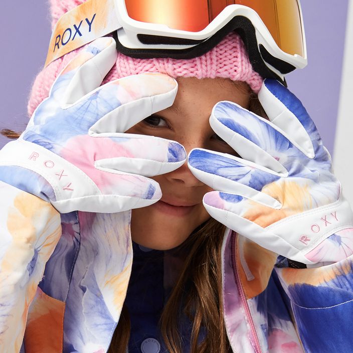 Gyermek snowboard kesztyű ROXY Jetty Girl fényes fehér rózsaszín rg 3