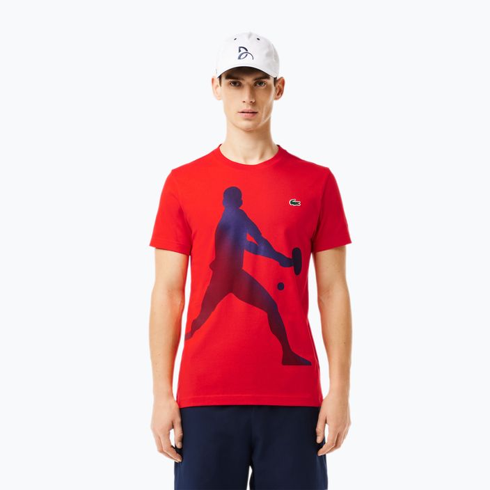 Lacoste Tennis X Novak Djokovic piros ribizli bokros póló + sapka szett