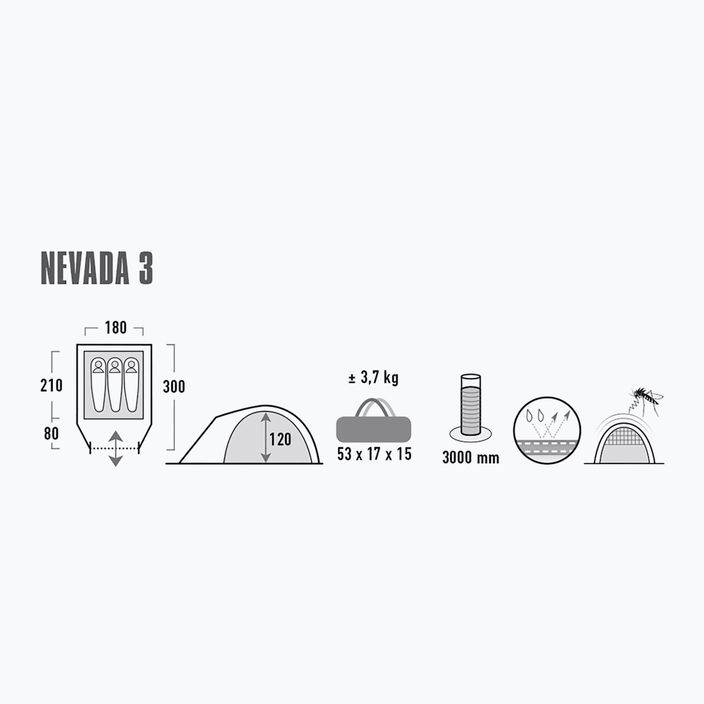 High Peak Nevada szürke 10203 3 személyes kemping sátor 10