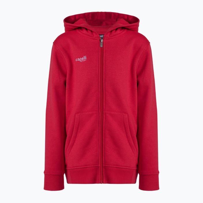 Capelli Basics Ifjúsági cipzáras futball kapucnis pulóver piros