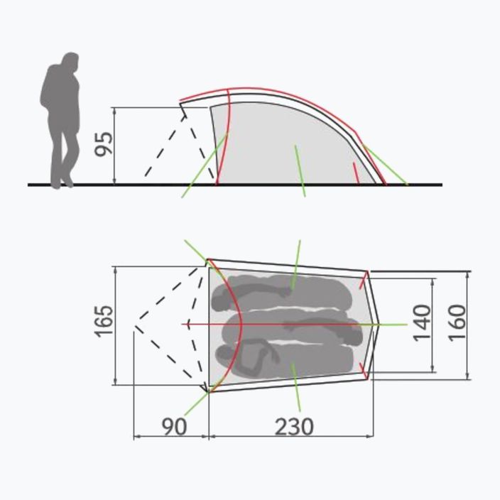 Vaude Taurus mohazöld 3 személyes trekking sátor 4