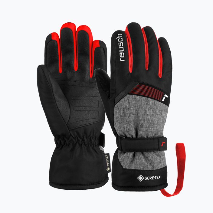 Reusch Flash Gore-Tex gyermek síelő kesztyű fekete/fekete melange/tűzpiros