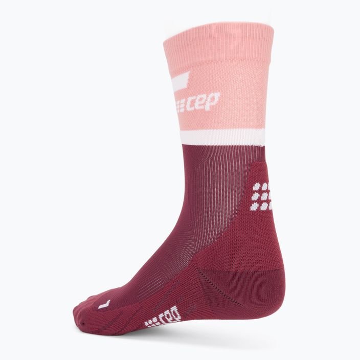 CEP női kompressziós futó zokni 4.0 Mid Cut rózsaszín/sötétvörös 2