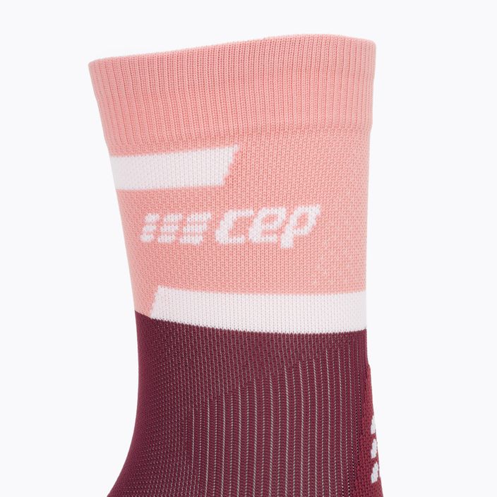 CEP női kompressziós futó zokni 4.0 Mid Cut rózsaszín/sötétvörös 3