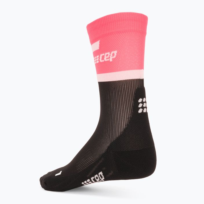 CEP női kompressziós futó zokni 4.0 Mid Cut rózsaszín/fekete 2