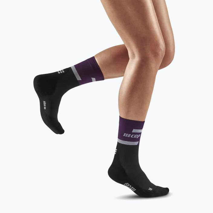 CEP női kompressziós futó zokni 4.0 Mid Cut lila/fekete 5