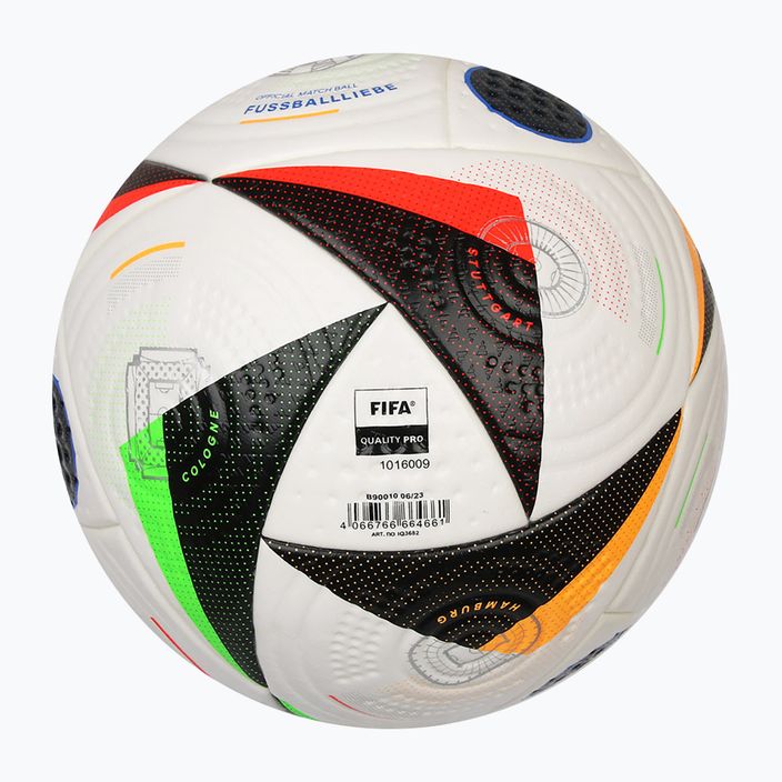 Adidas Fussballiebe Pro labda fehér/fekete/világító kék méret 5 4