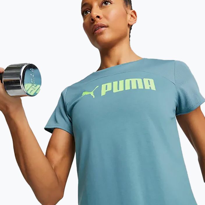 Női edzőpóló PUMA Fit Logo Ultrabreathe merész kék/gyors zöld 3