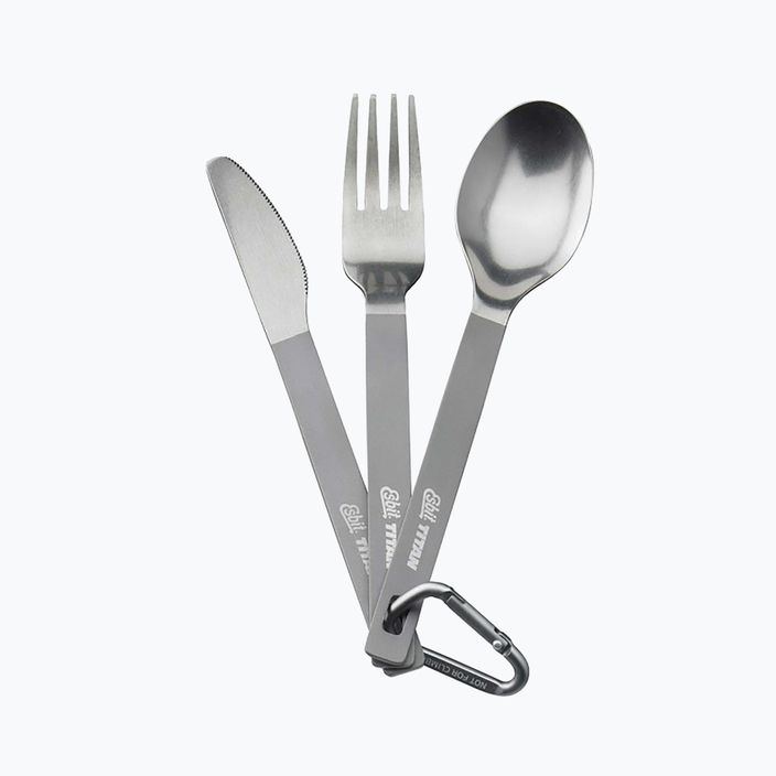 Esbit 3-Pcs Titanium Cutlery-Set W/ Carabiner And Pocket titanium evőeszköz készlet