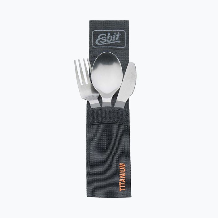 Esbit 3-Pcs Titanium Cutlery-Set W/ Carabiner And Pocket titanium evőeszköz készlet 2