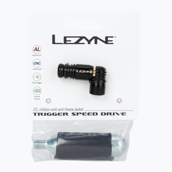 Lezyne TRIGGER SPEED DRIVE CO2 üzemanyaggal működő kerékpárpumpa + 1x patron fekete LZN-1-C2-TRSDR-V104