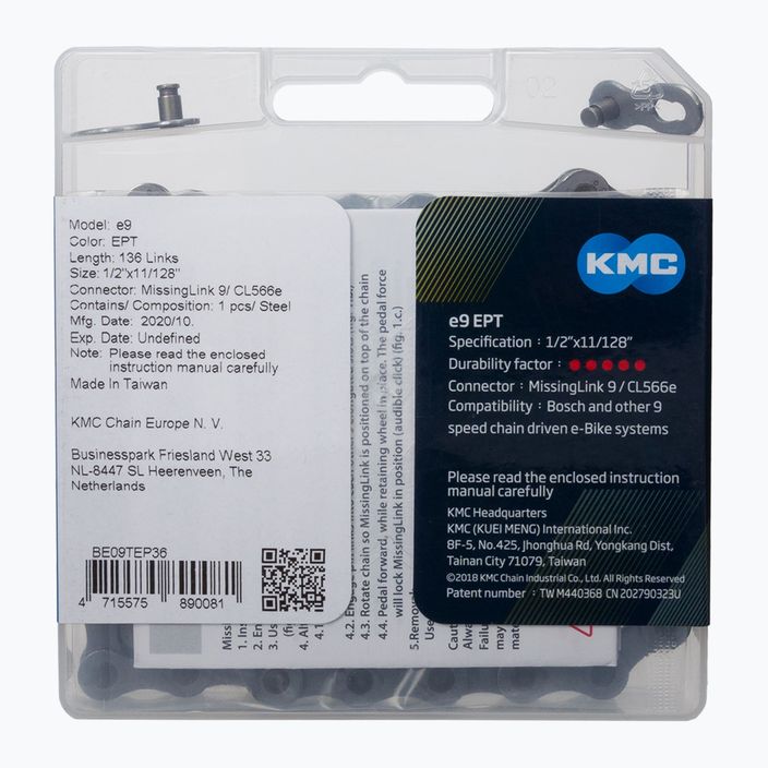 KMC e9 EPT e-Bike lánc 136 láncszem 9rz ezüst BE09TEP36 2